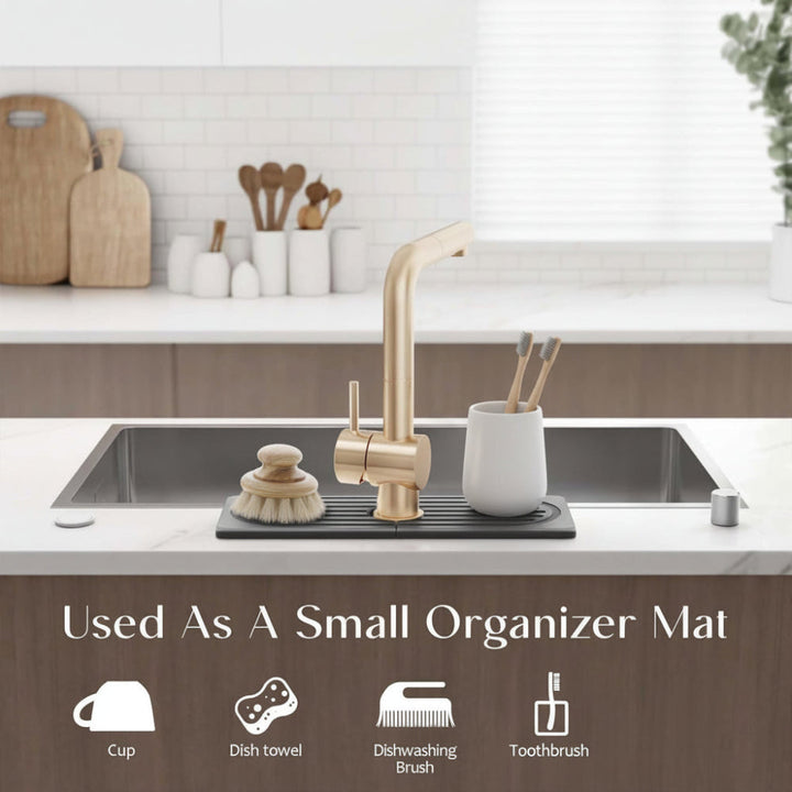 Fast-drying diatomite faucet mat, protects countertops from water damage.