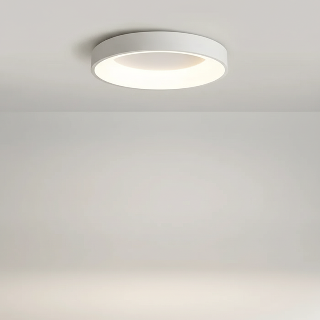 Decorative round LED ceiling light, enhancing contemporary living spaces with Scandinavian style.