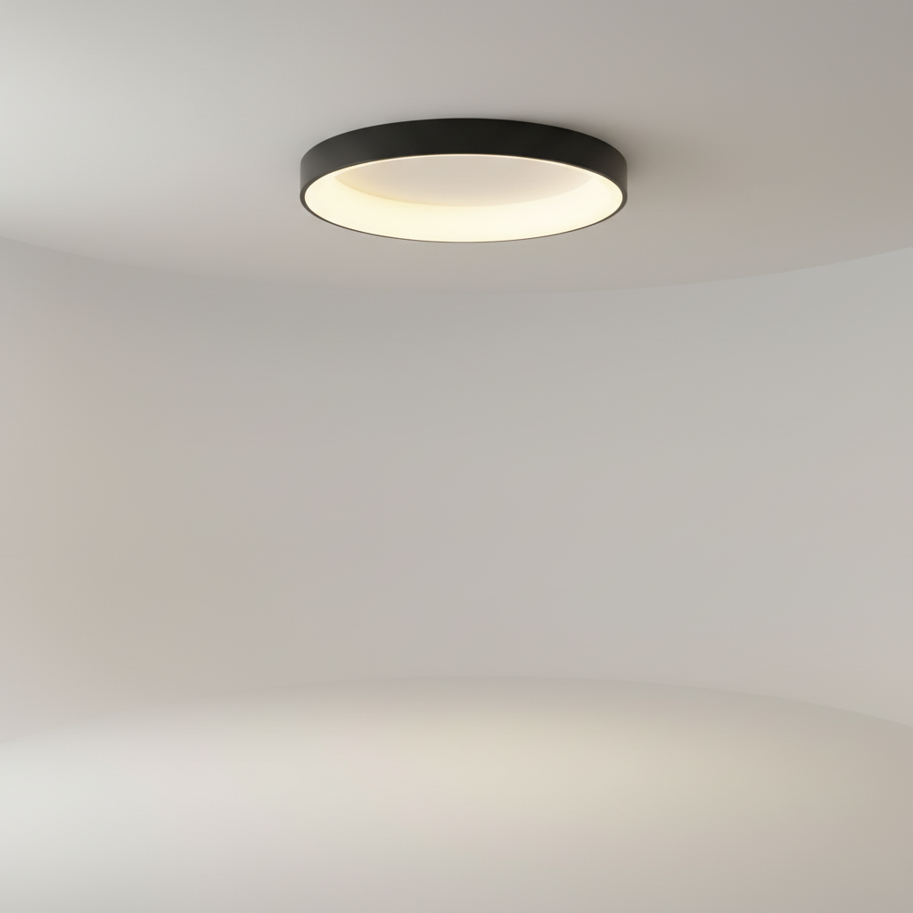 Close-up of the RoundaLite Scandinavian LED ceiling light, showcasing its modern design.