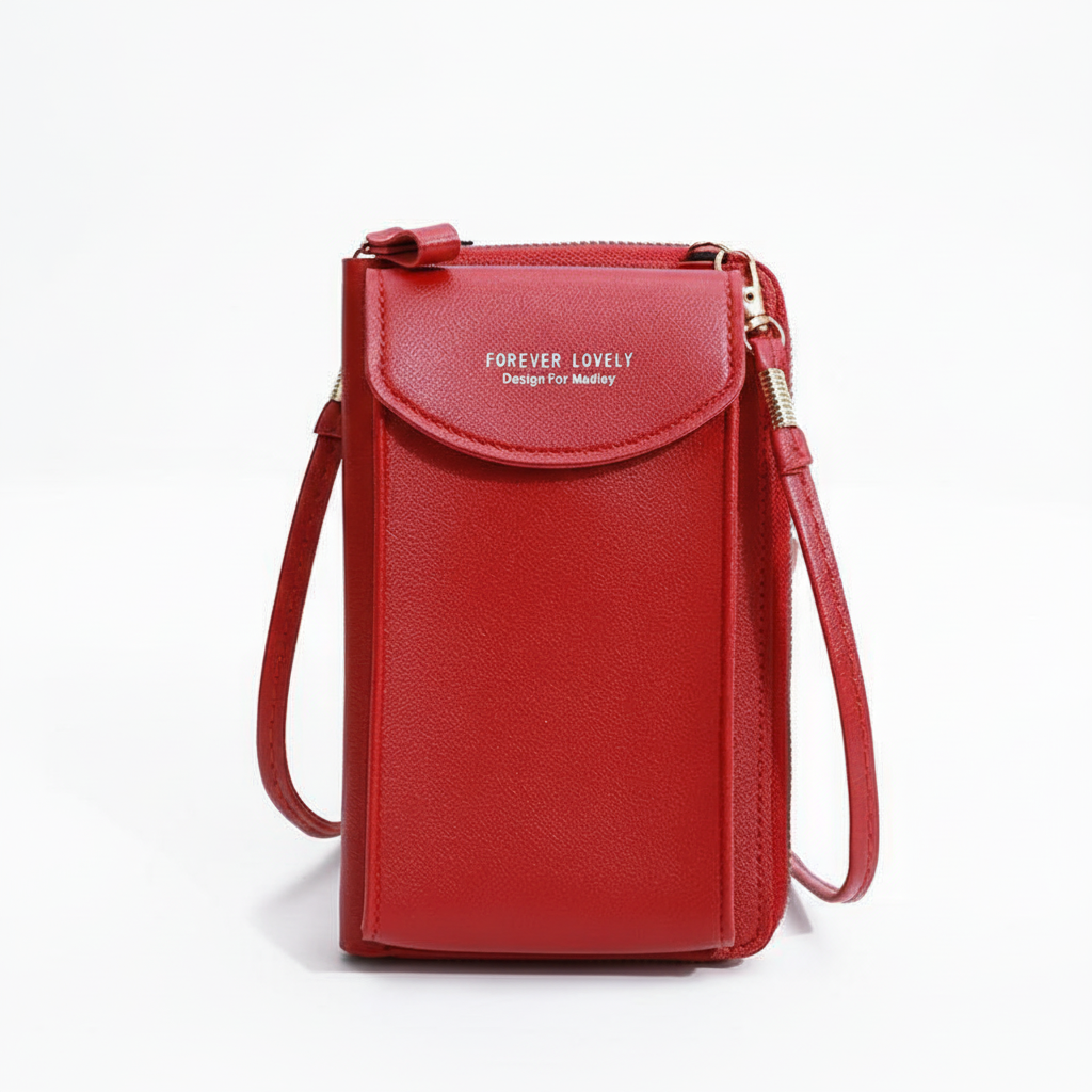 Practical women's PU leather phone wallet, stylish crossbody bag for travel essentials.