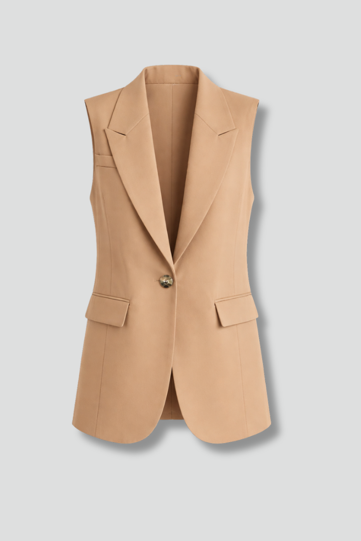 Chic women's sleeveless blazer top, perfect for modern office workwear.