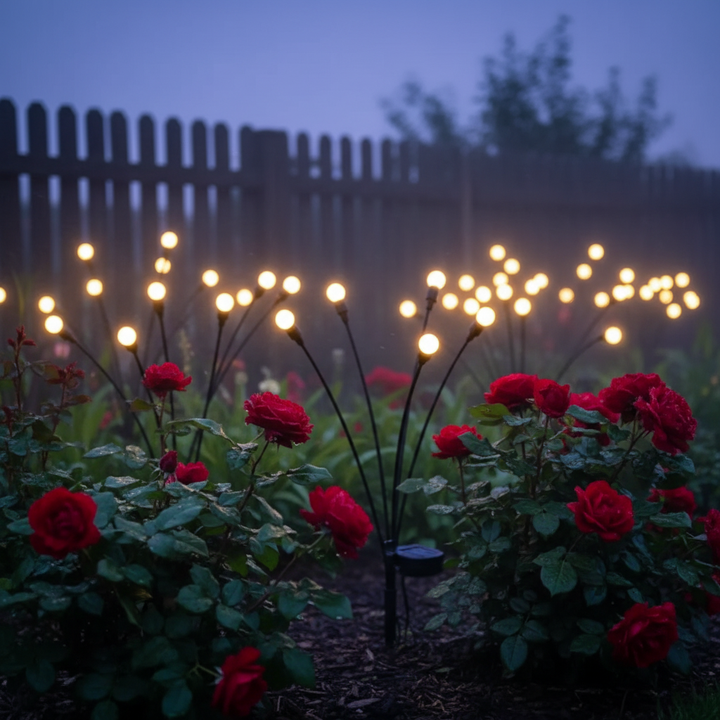 SunFlicker solar-powered LED patio light. Wireless, waterproof, perfect for garden & landscape ambiance.