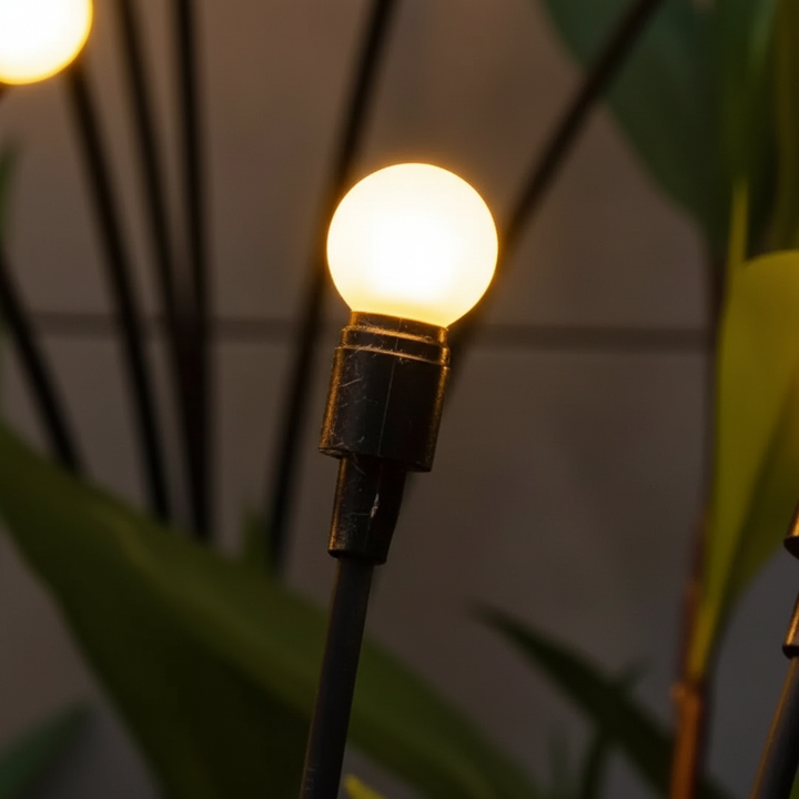 Easy-install wireless solar LED garden lamp. Waterproof, perfect for illuminating outdoor paths & decor.
