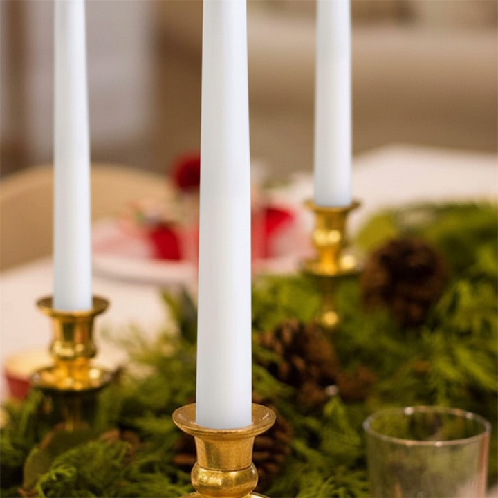 Elegant flameless LED taper candles create warm, ambient lighting for stunning home decor.