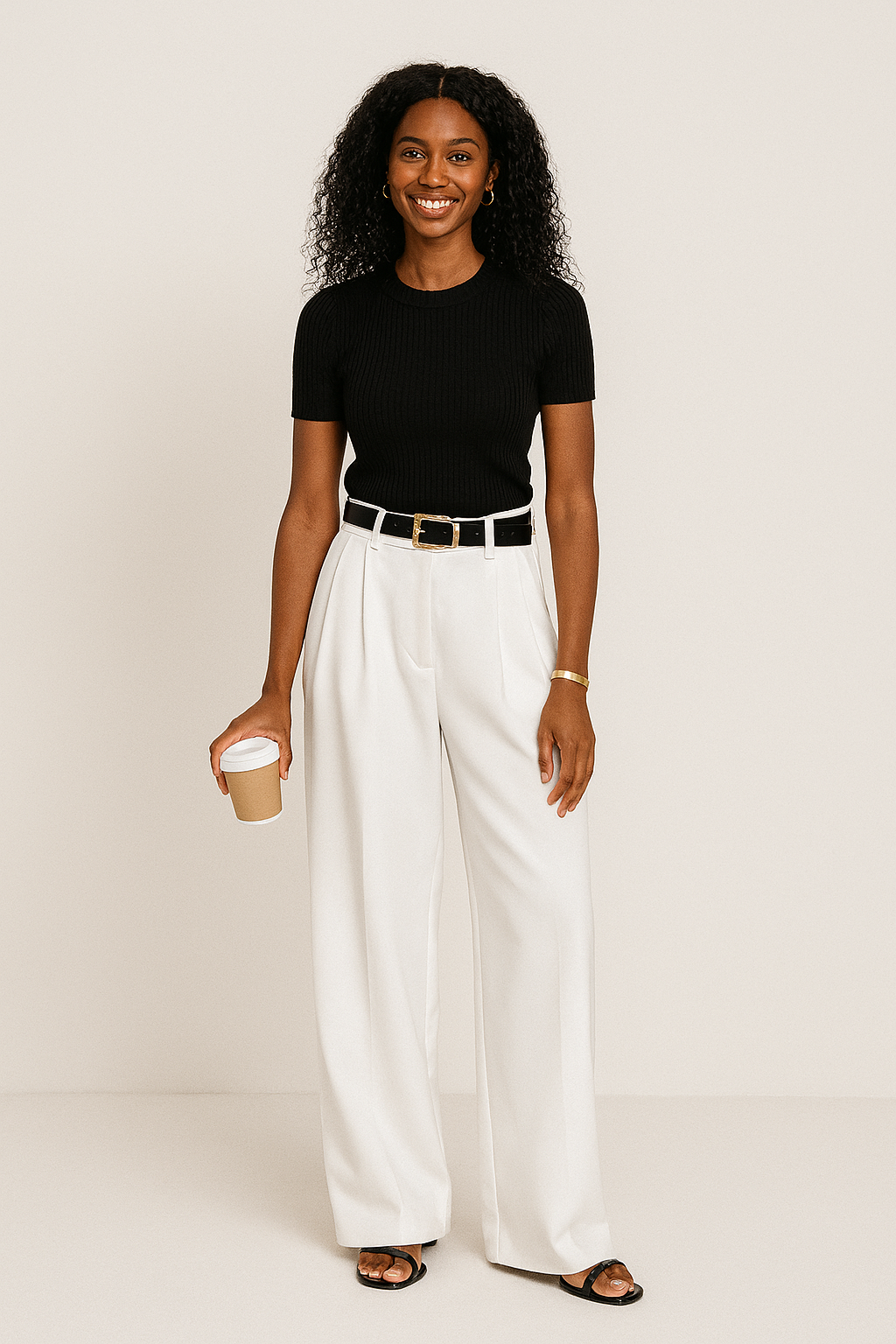 Women's tailored high-rise wide-leg trousers in an elegant fabric, perfect for office wear & versatile fashion.