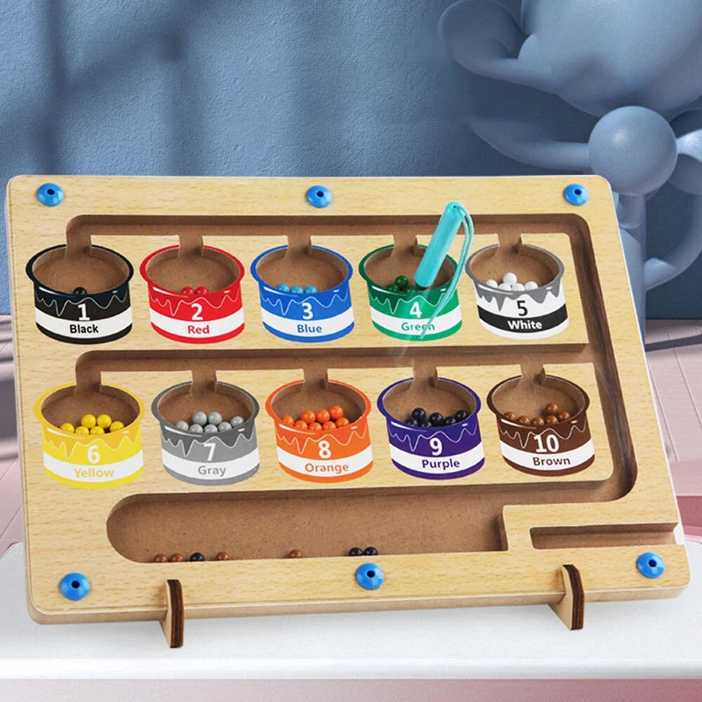 Portable magnetic maze puzzle, ideal travel toy for toddlers, enhancing fine motor skills & early learning.