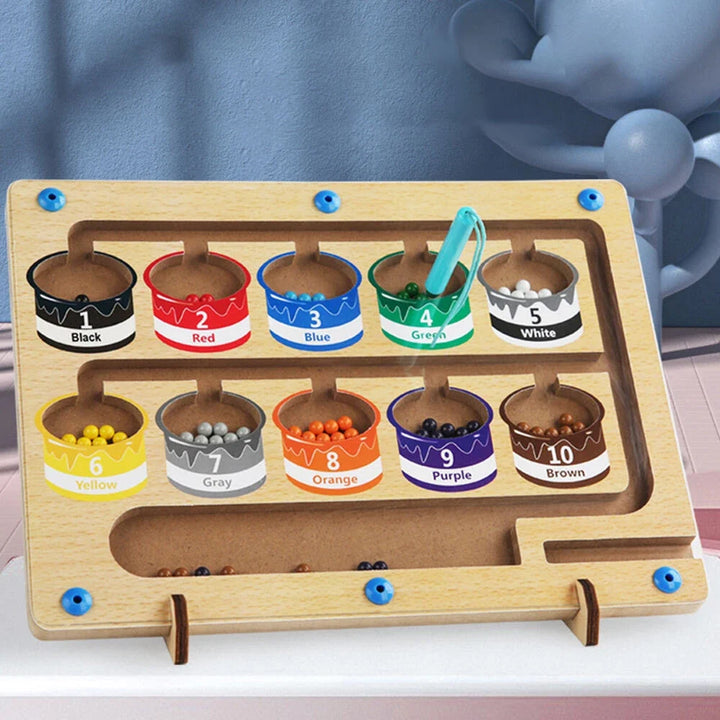 Portable magnetic maze puzzle, ideal travel toy for toddlers, enhancing fine motor skills & early learning.