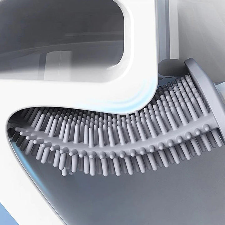 Contemporary silicone toilet brush with wall mount, a hygienic and space-saving essential for modern bathrooms.