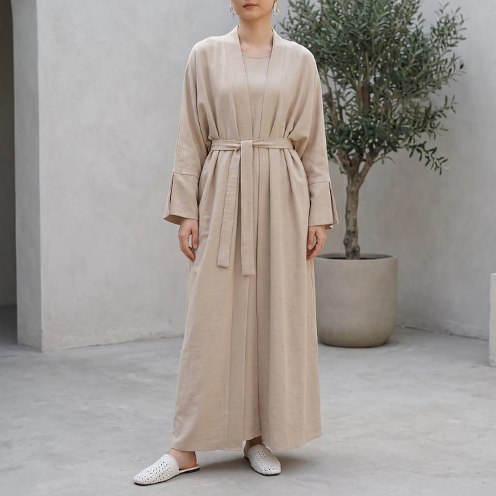 Women's casual two-piece abaya set for effortless modest style, perfect for daily wear.