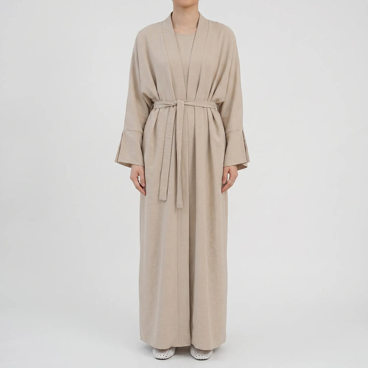 Versatile women's casual abaya two-piece set, suitable for daily errands or relaxed Islamic fashion.