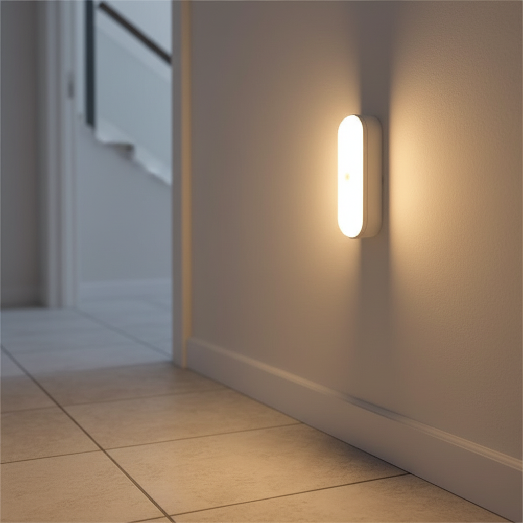 Automatic motion sensor wall light, USB rechargeable LED for indoor home lighting.