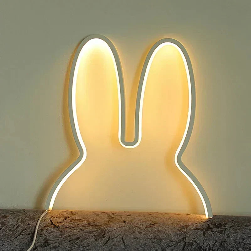 Cute MoonEars LED night light, rechargeable, perfect for children's room, bedroom, or a cozy home ambiance.