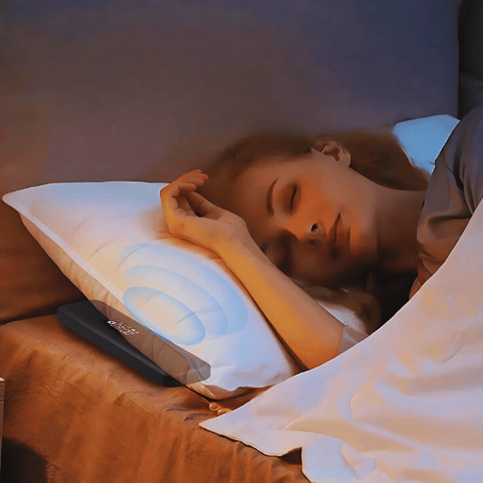 Unisex Bluetooth under pillow speaker for bedtime audio. Wireless personal sound for relaxation.