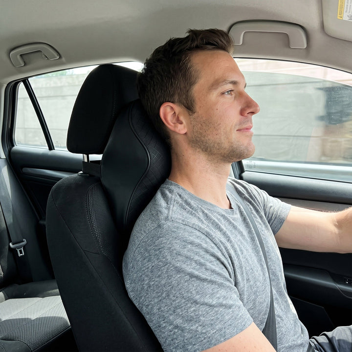 Unisex car seat neck support pillow, ergonomic design for ultimate driving comfort & posture support.