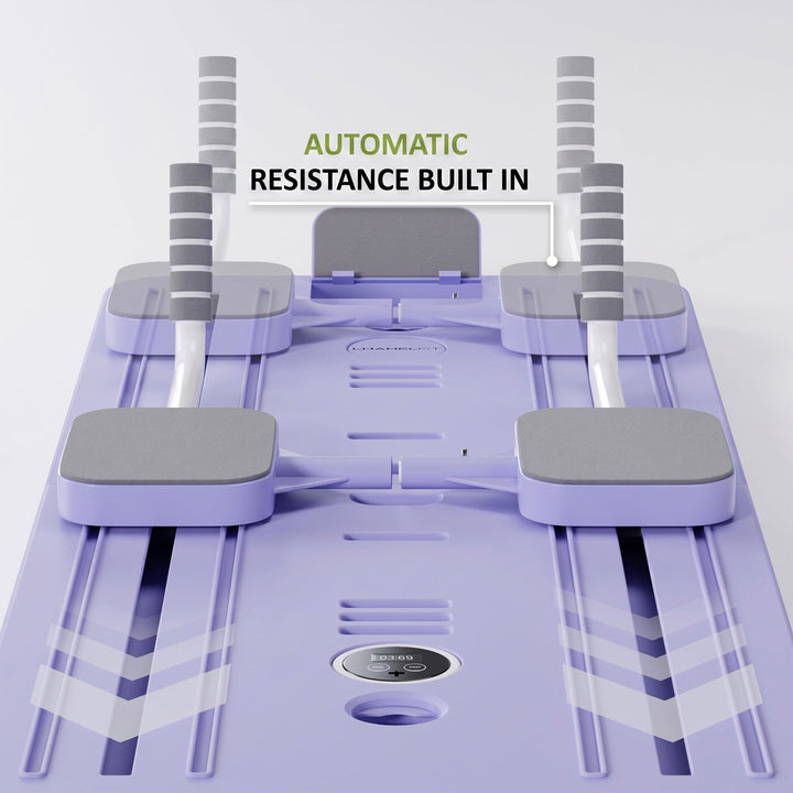 Portable pilates reformer for home body sculpting, offering full-body toning and flexibility exercises.