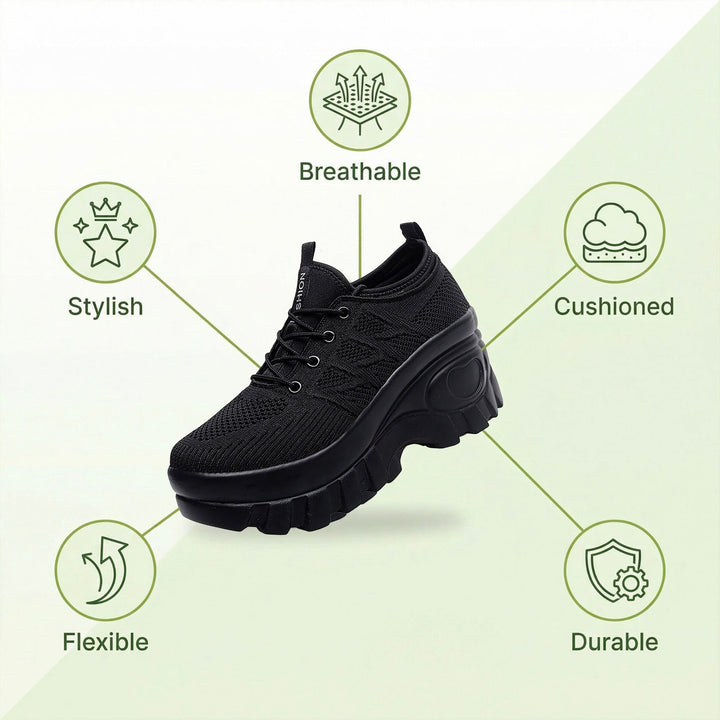 Comfortable women's nurse shoes, 3-inch platform height, designed for all-day support and easy wear.