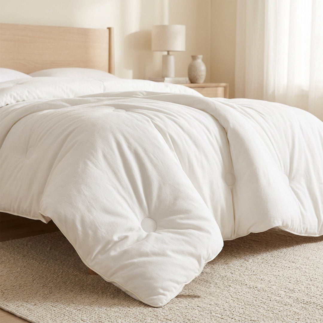 Comfortable unisex cloud comforter for all season use. Soft microfiber bedding adds cozy home decor.
