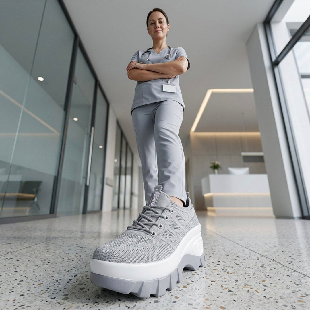 Supportive women's platform comfort shoes for walking, 3-inch height boost, ideal for all-day wear.