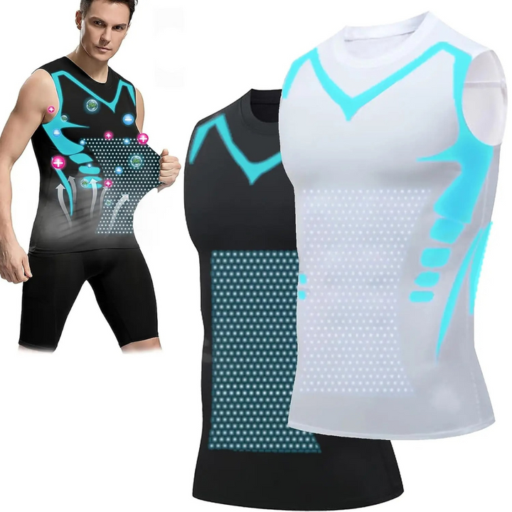 Men's slimming compression vest for core support & shaping. Discreet fit under clothes.