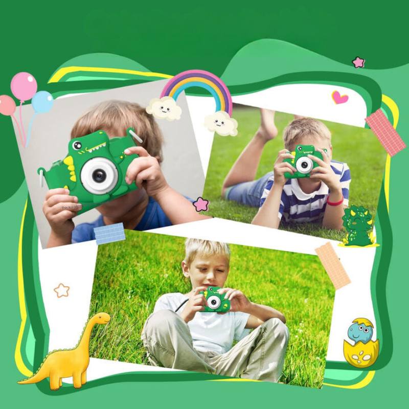 Toddler-friendly shockproof HD dinosaur camera for kids aged 3+. Encourages children's photography & creative learning.