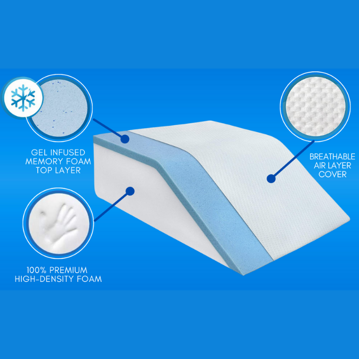 Supportive memory foam leg elevation pillow for ultimate comfort, reducing swelling and improving circulation.
