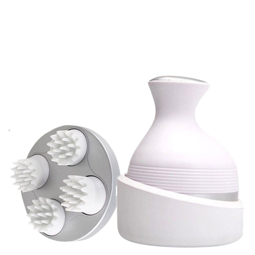 Ergonomic rechargeable scalp massager designed for stress relief, relaxation & improved circulation.