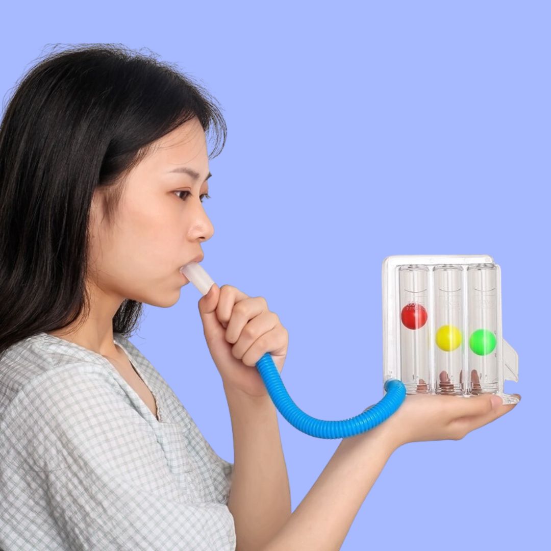 Respiratory therapy lung exerciser. Supports airway clearance, deep breathing, and overall lung health for adults.