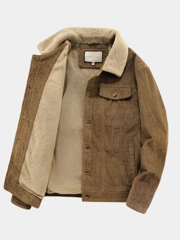 Versatile men's daily wear jacket, button-up trucker style for warmth and fashion.