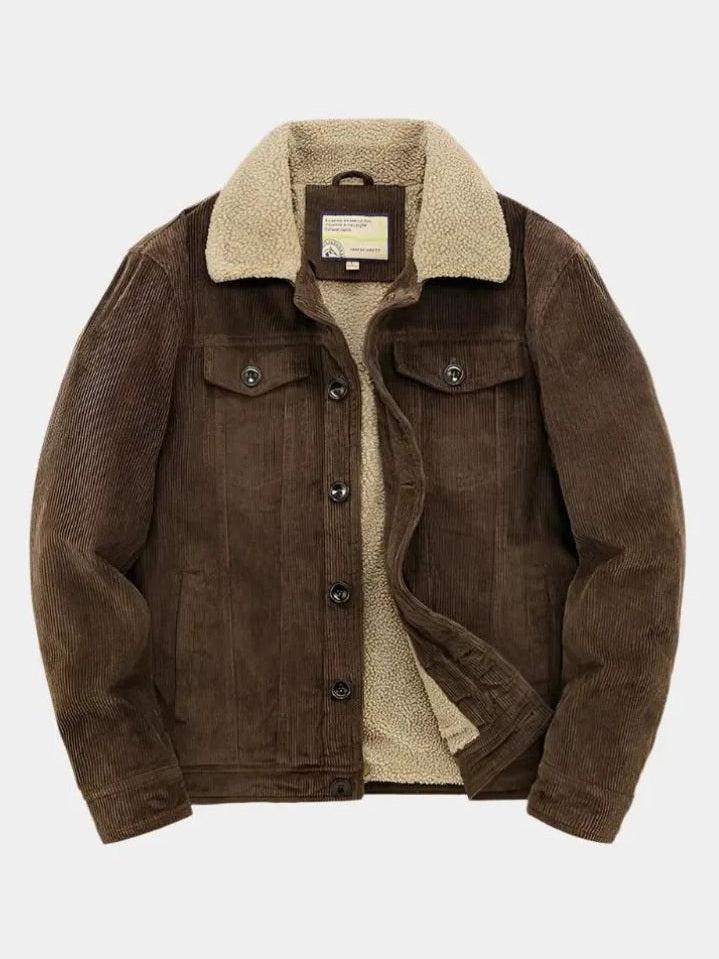 Durable men's warm jacket, button-up design for winter and daily casual style.