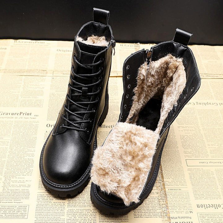 Warm women's orthopedic winter boots for superior comfort, foot support & anti-slip grip on icy surfaces.
