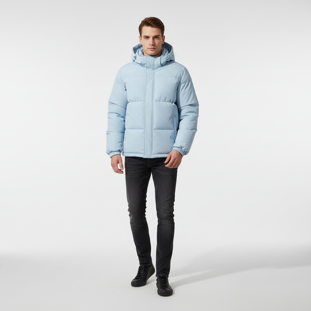 Classic men's quilted winter jacket. Warm & stylish outerwear for everyday casual wear in cold weather.