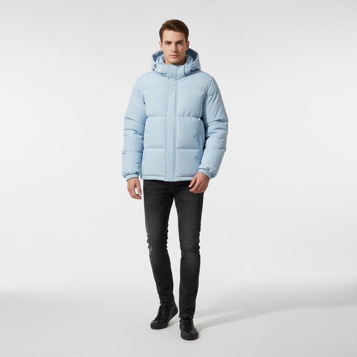 Classic men's quilted winter jacket. Warm & stylish outerwear for everyday casual wear in cold weather.