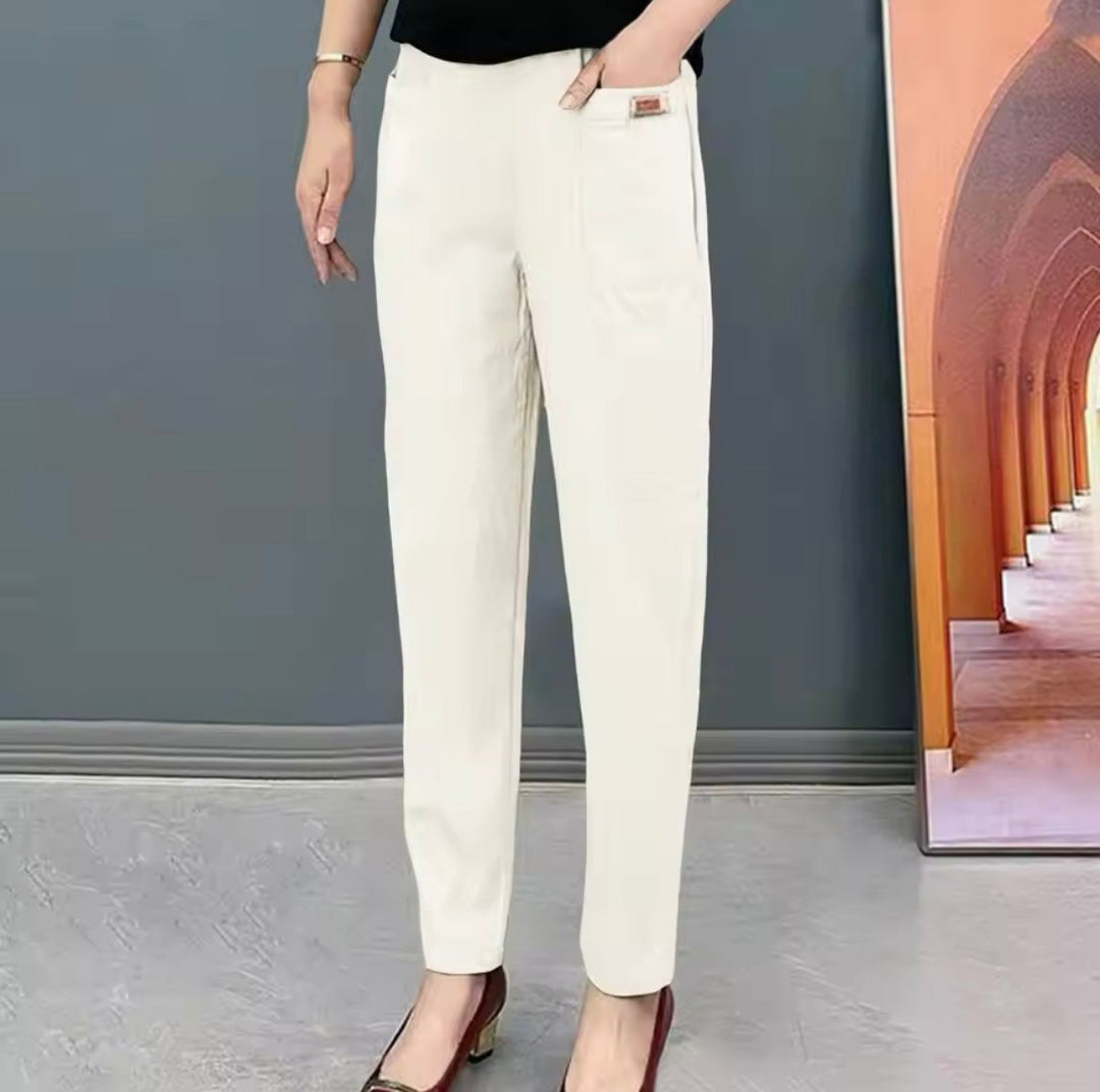 Versatile women's relaxed fit straight leg casual pants, offering comfort and style in multiple colors.
