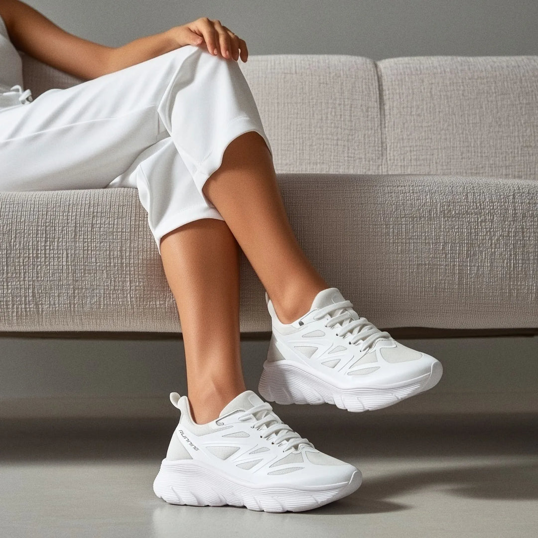 Women's anti-fatigue walking sneakers with arch support, perfect for healthcare & daily wear.