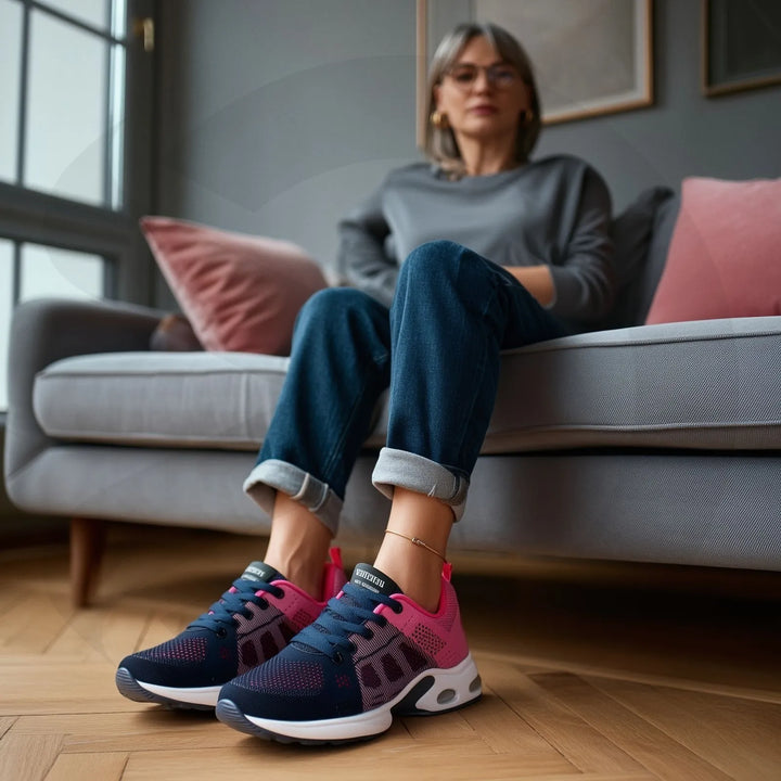 Unisex walking shoes, supportive and comfortable, with foot pain relief features.