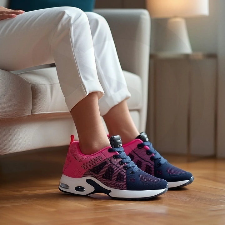 Arch support walking shoes for women, orthopedic, with comfortable wide toe box.