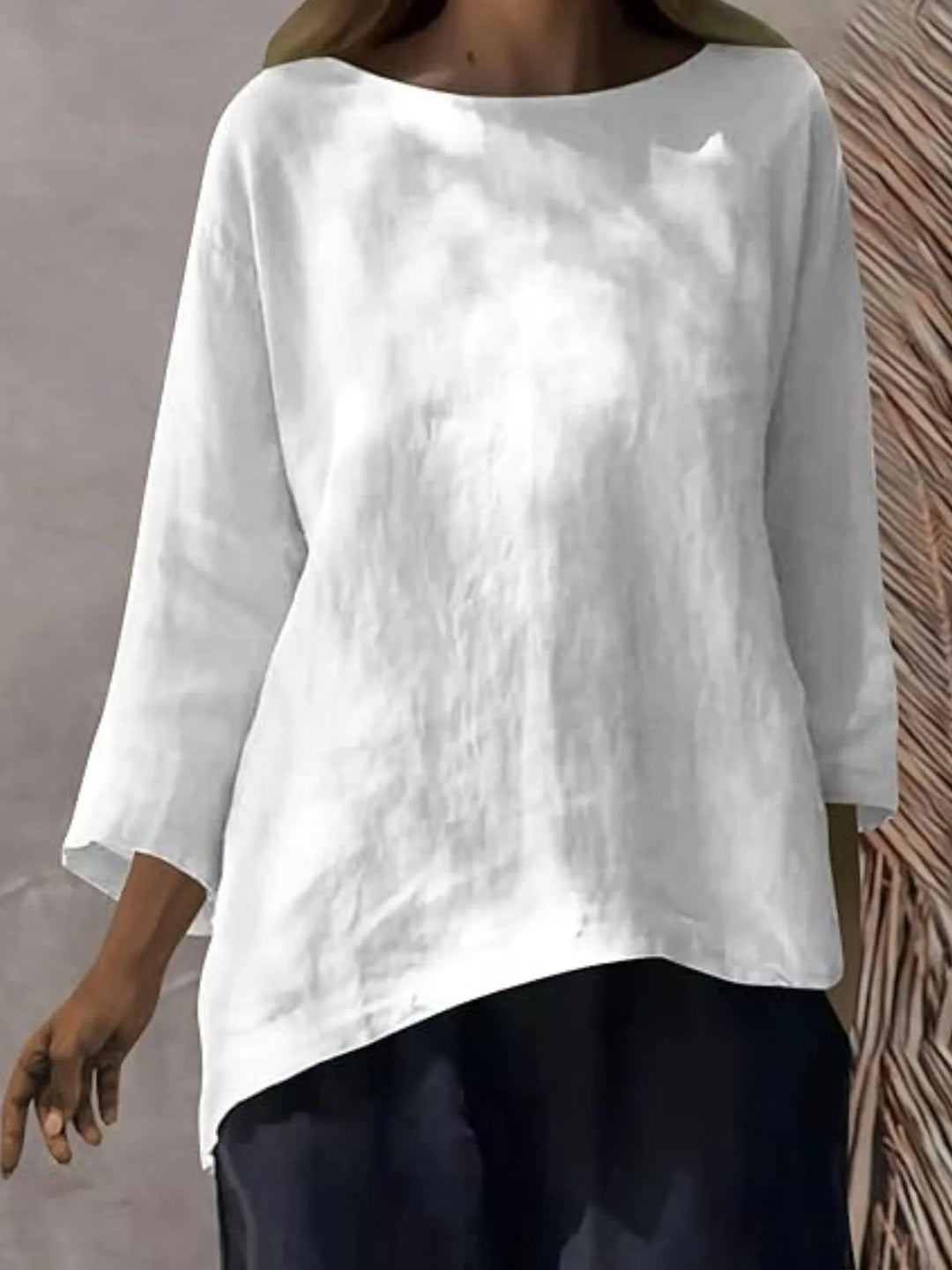Everyday casual plus size women's blouse, relaxed fit round neck, great for summer fashion.
