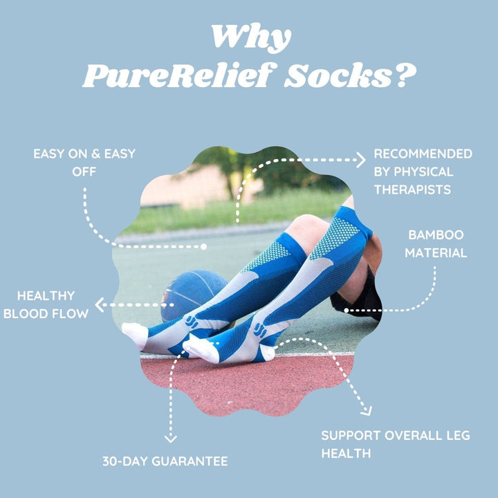 Gradient compression socks to reduce leg swelling, improve circulation & provide pain relief. Unisex design.
