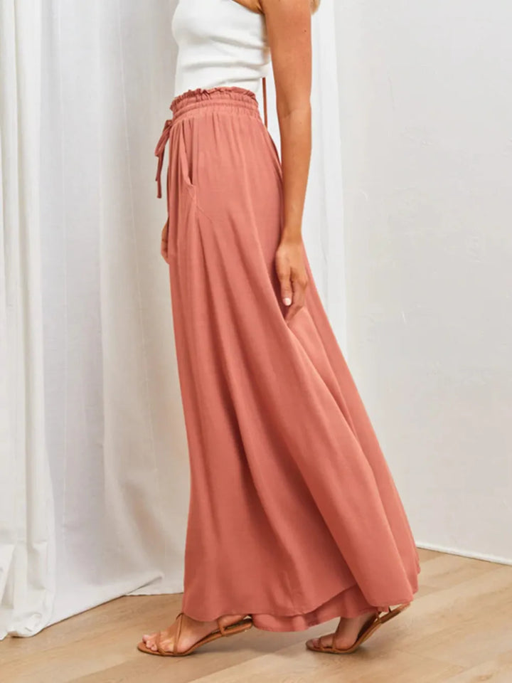 Flowy & comfortable women's high waist wide leg pants, ideal for summer fashion & daily wear.