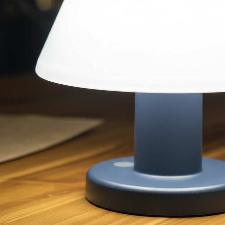 Modern wireless LED table lamp, ideal for enhancing garden decor or outdoor dining.