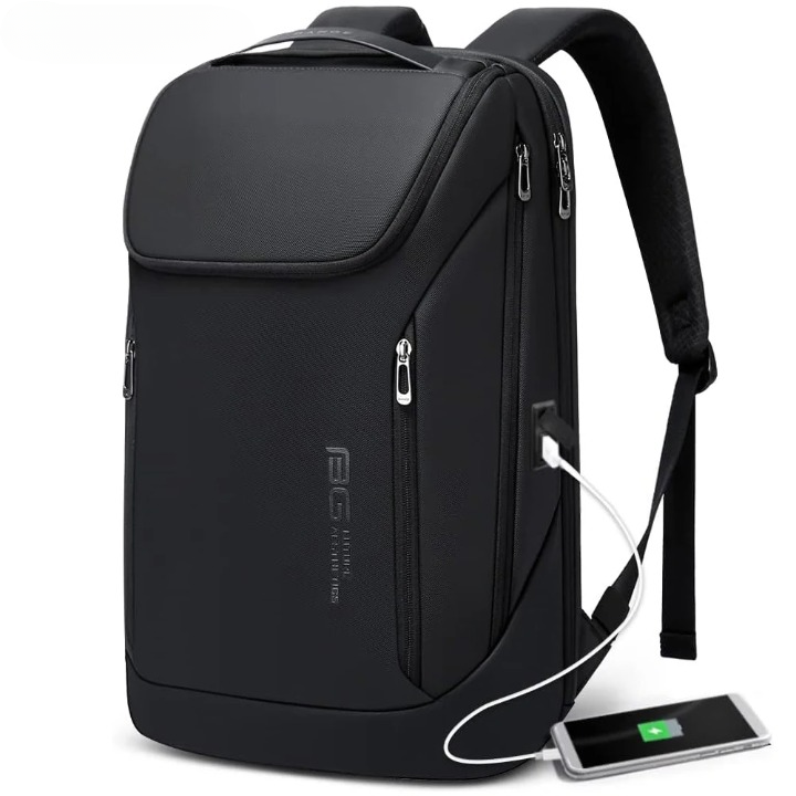 Sleek black unisex commuter backpack, water-resistant for daily carry, work, or school. ProPack design.