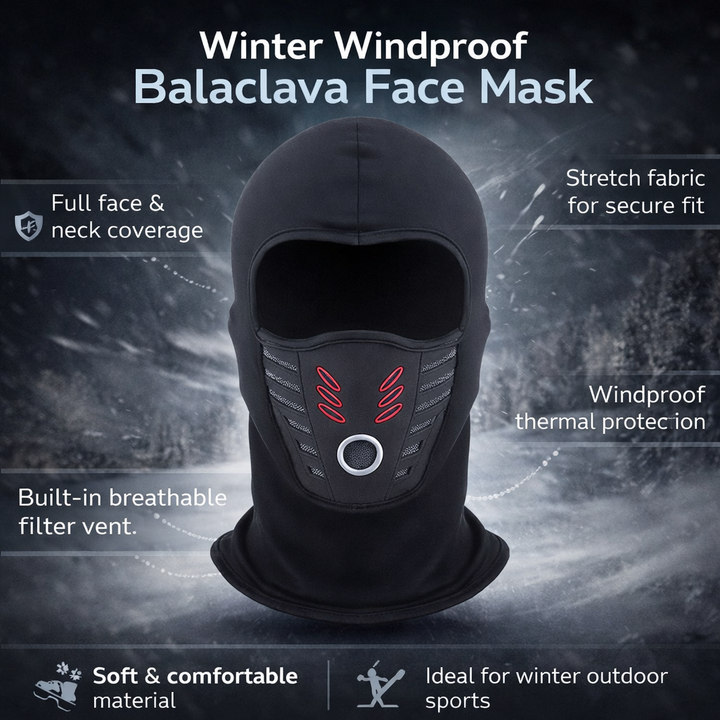 Durable thermal balaclava. Windproof full coverage mask, essential outdoor gear for extreme cold & wind.