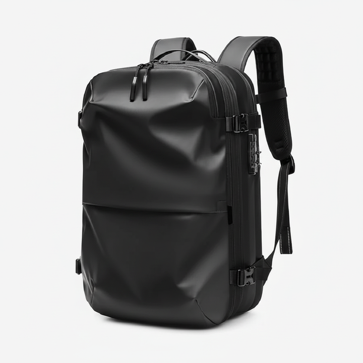 Durable waterproof backpack, ideal for students, professionals & travelers. Features laptop sleeve & wet/dry compartment.