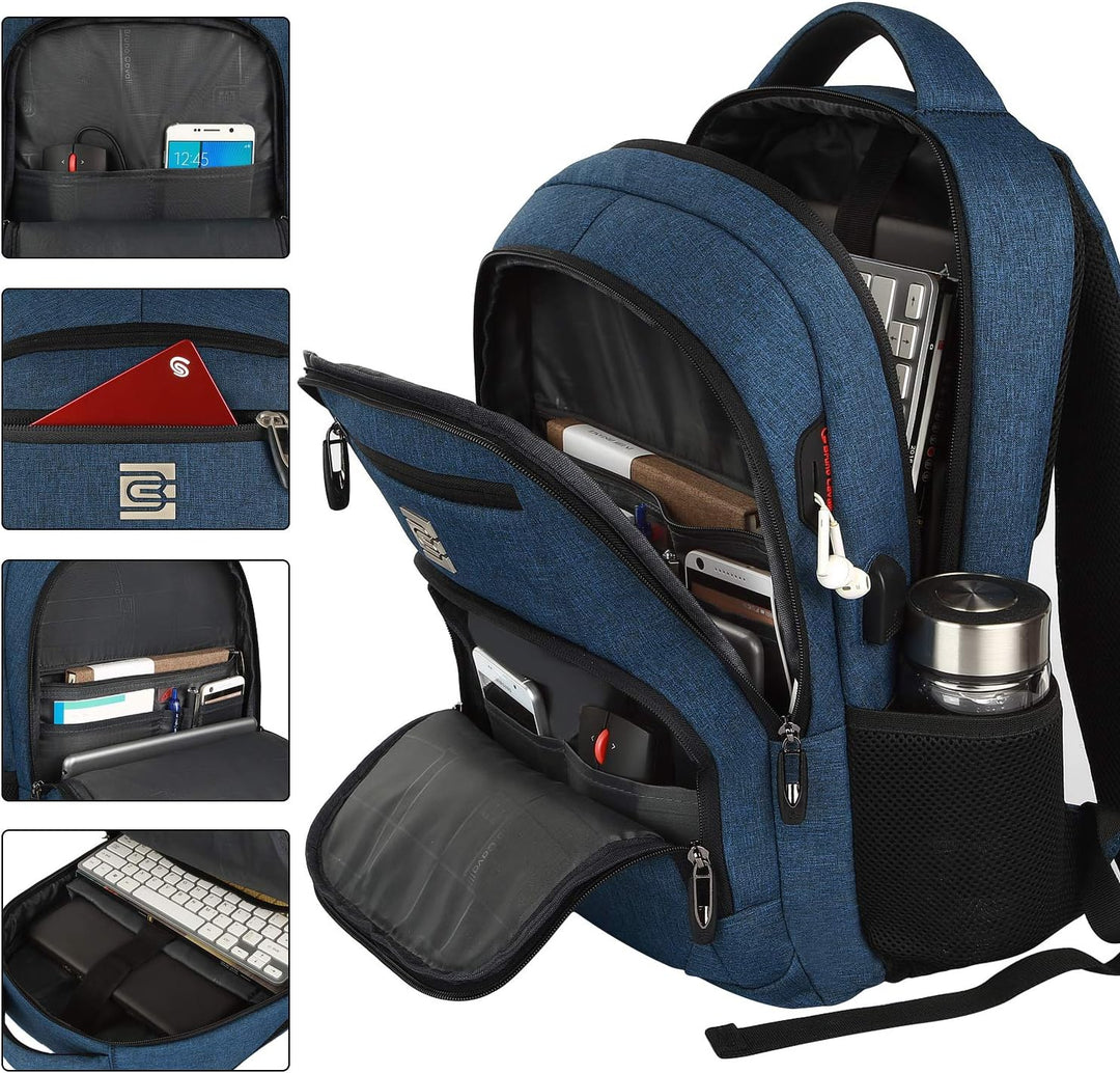Black waterproof laptop backpack with anti-theft features, ideal for daily use.
