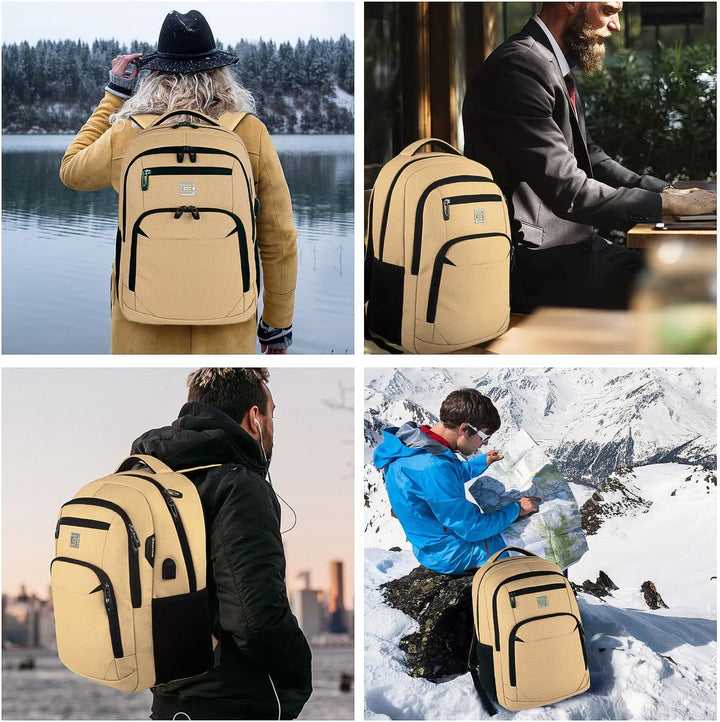 Spacious main compartment of a waterproof anti-theft travel backpack.