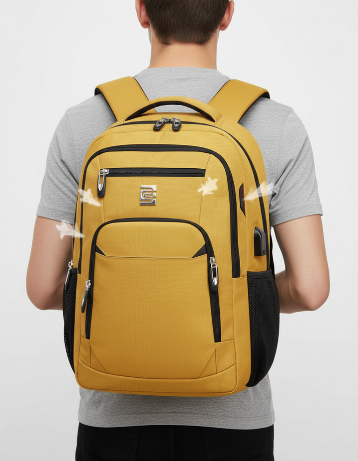 Tech-friendly waterproof anti-theft laptop backpack, keeping gadgets safe & charged.