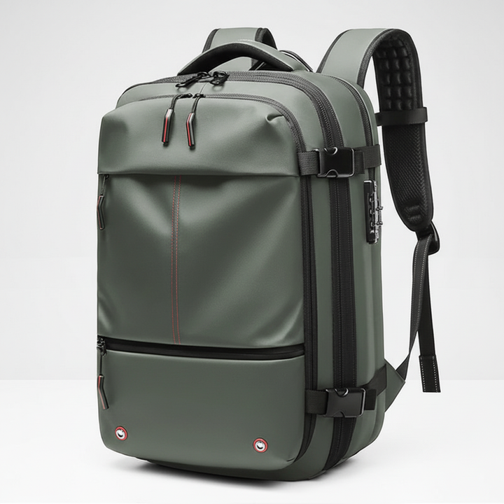 Secure zippers and strong buckles on this organized storage backpack for reliable daily use.