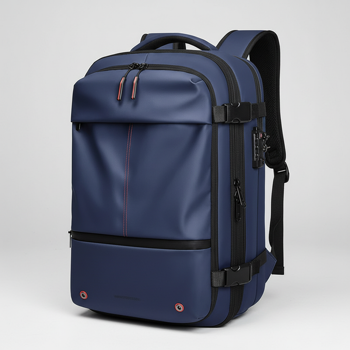 Unisex travel backpack with compression pack system for efficient packing on weekend trips.