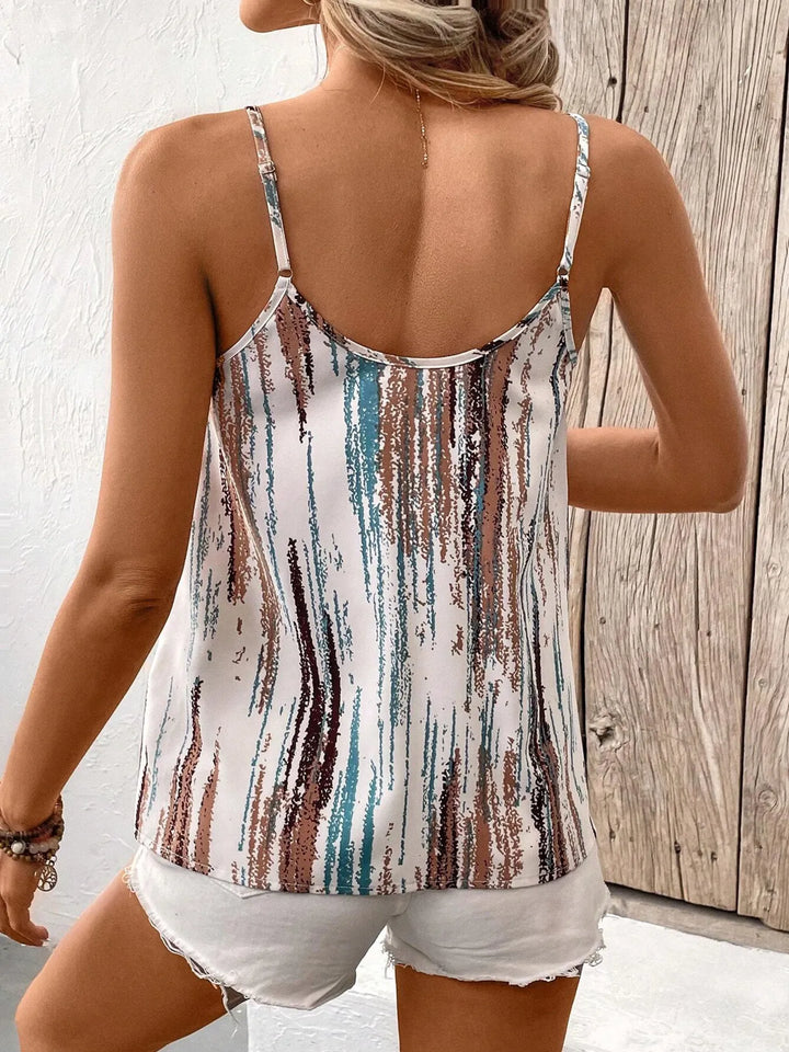 Chic women's striped sleeveless tank top. Versatile summer blouse for casual everyday comfort and warm weather.