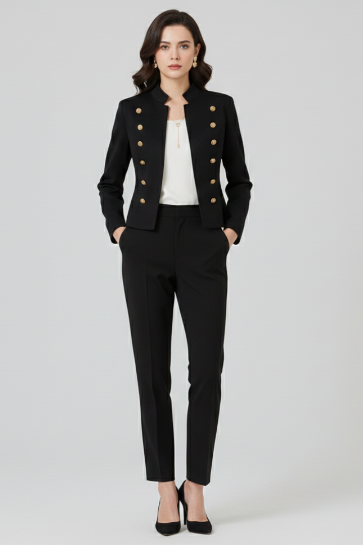 Stylish women's tailored suit jacket, a versatile fashion piece for professional wear, business casual, & elegant looks.
